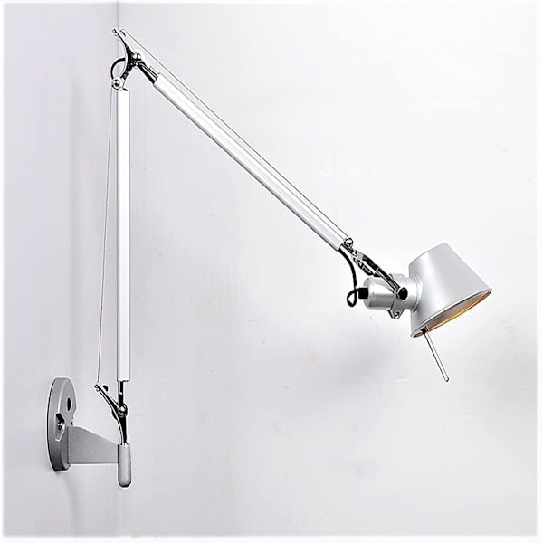 Three Color Variable Lighting Long Swing Arm Wall Sconce, Expandable Wall Sconce with Adjustable Head, Silver Small