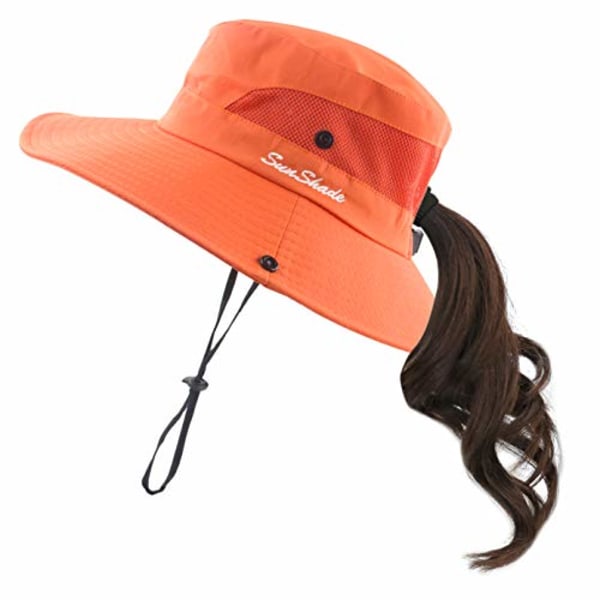 Dame Hestehale Solhatt UV-beskyttelse Foldbar Mesh Bred Bremskjerm Strand Fiskehatt
