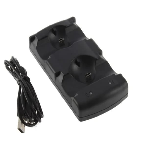 Dobbel ladestasjon Dock Laderstativ +USB strømkabel for Playstation Dualshock 3 PS3 Gamepad-kontroller Move Navigation
