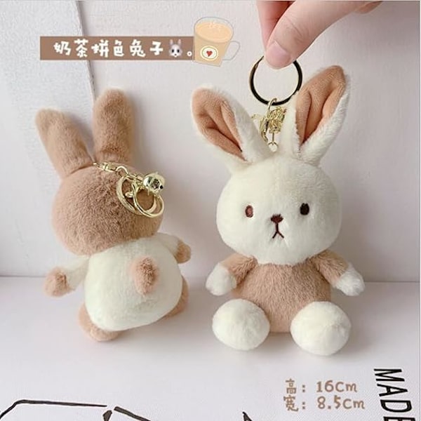 Plush Kanin Nøglering Fyldte Dyr Pynt Vedhæng Hvid