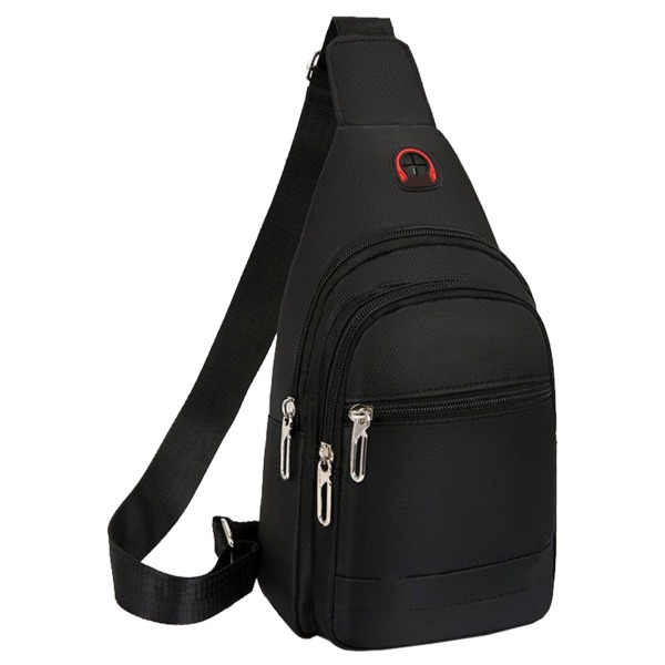 Herre Bryst Skulder Bag Multi Lommer Vanntett Oxford Stoff Sports Sling Bag for Daglig Bruk  Fri Størrelse Black