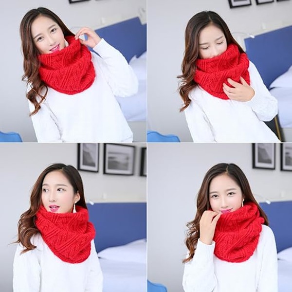 Mjuk Unisex Chunky Stickad Cirkel Loop Oändlighetshalsduk Mode Halsvärmare Halsduk