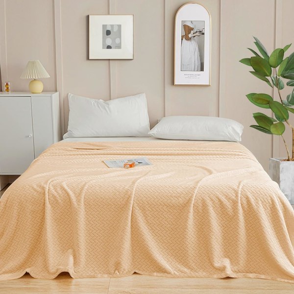 Fleece-peitto sohvalle, pehmeä flanellipitto, kevyt ja pörröinen peitto sohvalle, sänkyyn ja toimistoon cream 130*150 CM