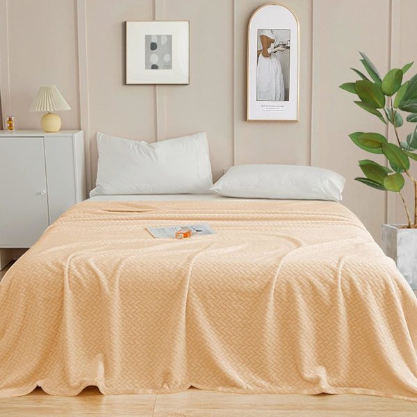 Fleece tæppe til sofa, blødt flanel tæppe, letvægts fuzzy tæpper til sofa seng kontor cream 70*100 CM