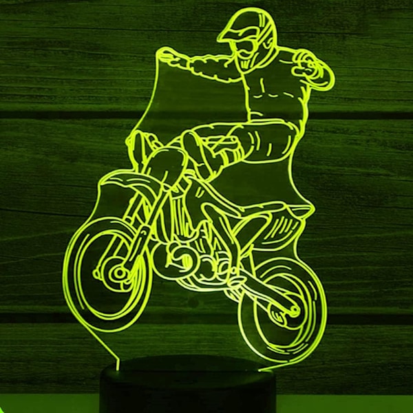 3D Motorcykel Bil Natlys Bordsklampe Optisk Illusion Lamper 7 Farve Skiftende Lys LED Bordlampe Julegave Hjem Kærlighed Fødselsdag Børn Børn Gave