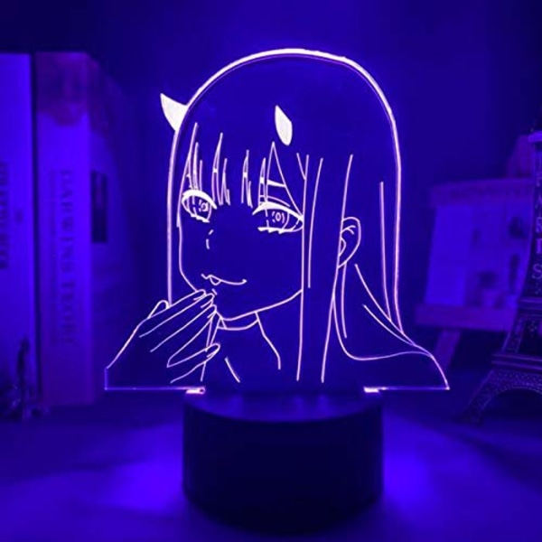 Anime 3D Lys Zero Two Lampe Figur LED Nattelys Barn Jenter Gave Soverom Dekor Lys Akryl Jul Lampara (Jente3)