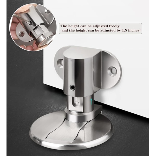 Magnetisk dörrstopp, WJSM, magnetiska dörrstoppar för botten av dörren, 2 set självhäftande utan borrning, skydda dörren från kollision när den öppnas (Silver 1) Silver*2