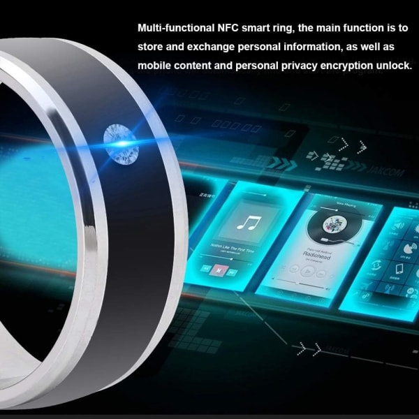 Smart Ring, ei latausta ja syvyys vedenpitävä Universal Wear Smart Ring, Magic Wearable Device universal matkapuhelimelle, NFC Smart Rings (koko 10)