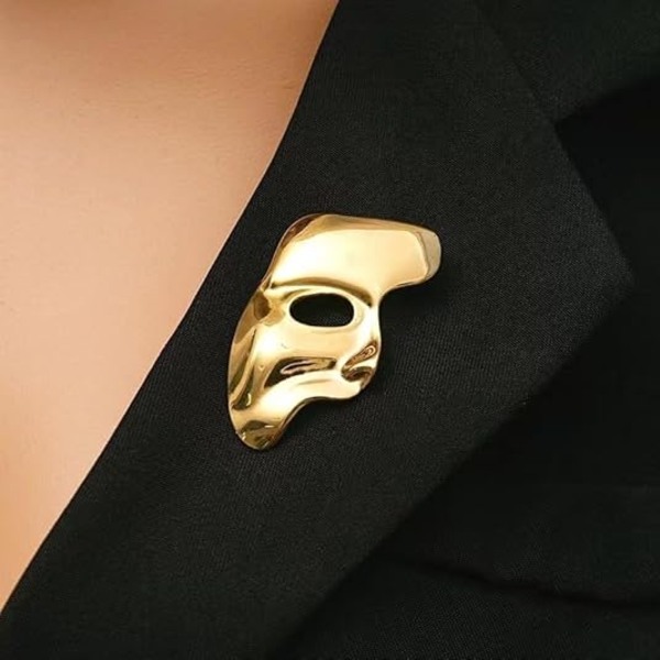 Mors Dag Presenter - Guldhjärta Brosch + Guld Fantom Mask Brosch Set.