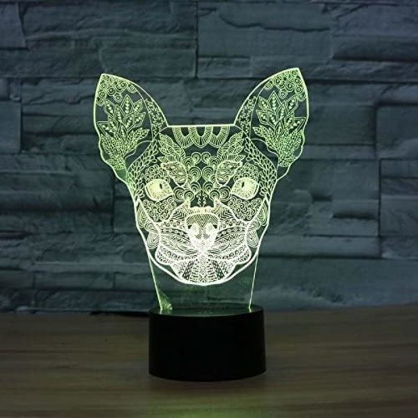 3D Chihuahua Hund Fjernkontroll 16 Farger Nattelysbilder Illusions Akryl LED Bord Nattbord Lampe Barn Soverom Skrivebord Dekor Bursdagsgaver Leke