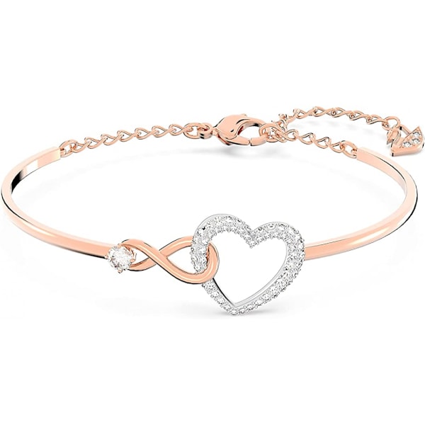 Infinity Heart Jewelry Collection, Halskjede og Armbånd, Roségull og Rhodium Tone Finishes, Transparent Crystal (Roségull)