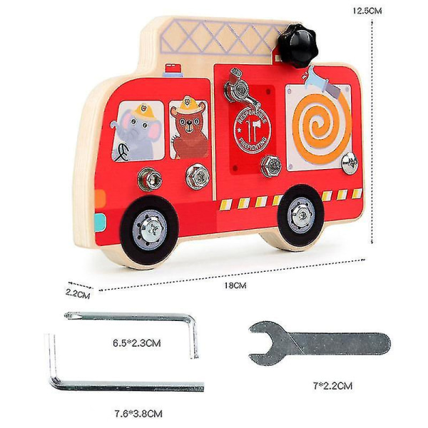 Montessori Busy Board puinen lelu paloauton ruuvipultit työkalut kokoamispeli aistilelu