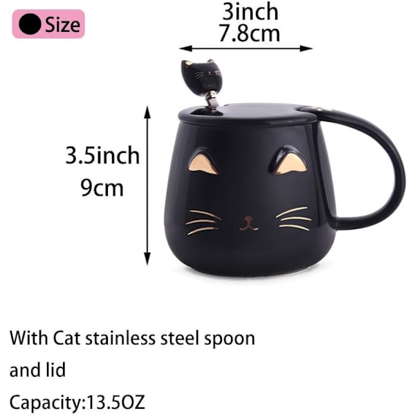 Rosa Keramik Kaffeemugg Söt Katt Handgjorda Tekoppar med Rostfritt Stål Sked Kitty Cup Unik Födelsedag för Flickor Kvinnor