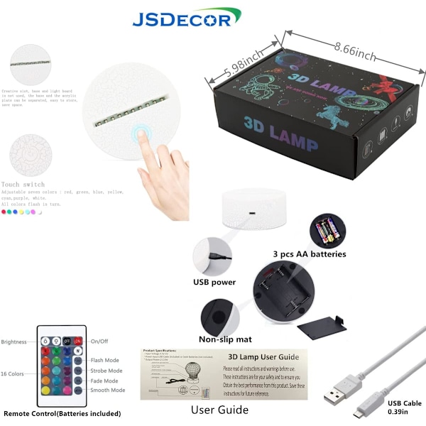 Anime Date A Live Figur Tokisaki Kurumi 3D Hologram Lampe USB Nattelys LED Illusionslampe Fjernkontroll+Berøringsbordlampe Hjemmedekor Kawai-Lava Base