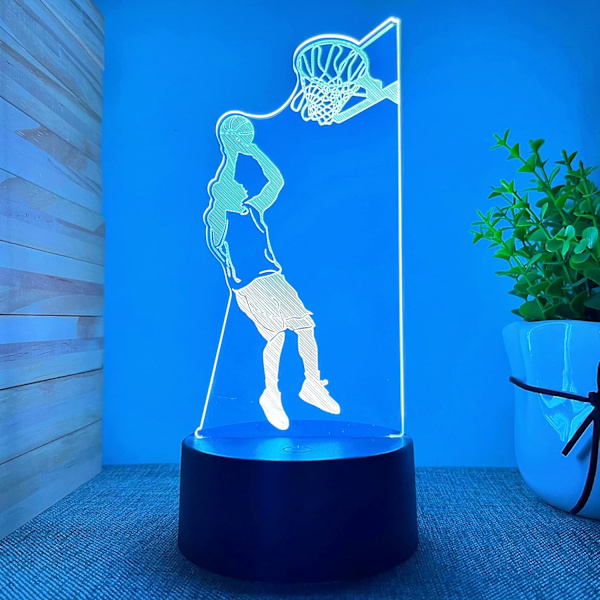 3D Basketboll Nattlampa LED-lampa Illusion 16 Färgväxlande Bordsskiva Dekorationslampor Födelsedagspresent Akrylbas USB-kabel Leksak