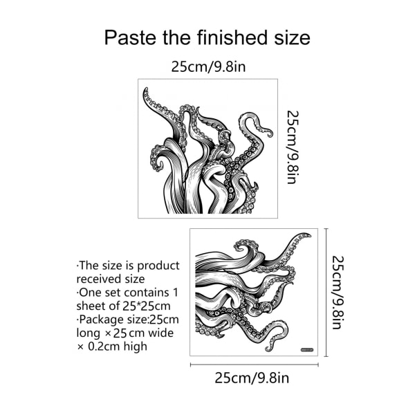 Badrumstoalettklistermärken, bläckfisktentakler väggkonstdekal, avtagbara väggklistermärken för badrumsdekoration