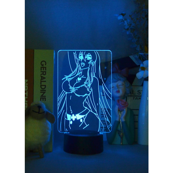 Akame Ga Kill Natlampe 3D LED Skrivebordslampe USB-drevet Natlys Fjernbetjening Ferie Fødselsdagsgave Soveværelsesindretning