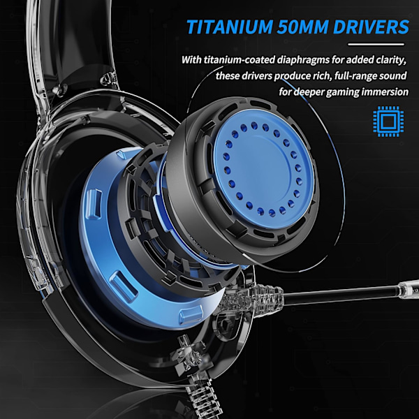 Gaming Headset med mikrofon för PS4 PS5 Xbox Series X|S Xbox One PC Switch, Trådbundna Audifonos Gamer Hörlurar med Mikrofon Playstation 4|5 Xbox 1 Blue