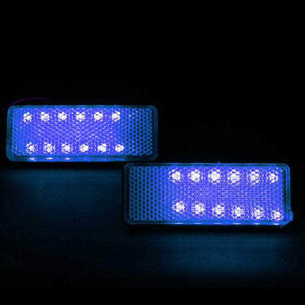 LED-reflektor styrbroms bakljus, kompatibel med elfordon motorcykel skoter (fyrkantig med ljusreflektor blå) två paket