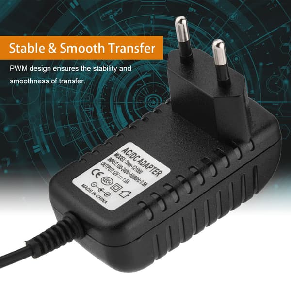 til 12V 1A strømforsyningsadapter Stabil overførsel AC DC-adapter til digital -