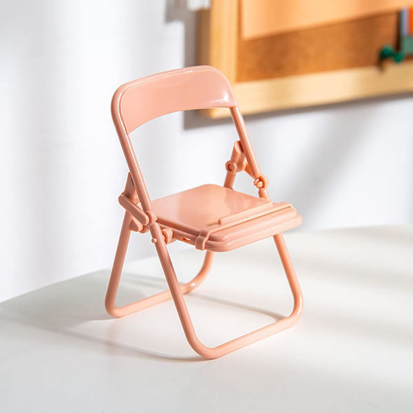 Prime Lightning Deals Today Mini Fällbar Stol Mobiltelefon Stativ Skrivbord Fällbar Godis Färg Mobiltelefon Hållare Fällbar Stol Vagga för Skrivbord Telefon Pink