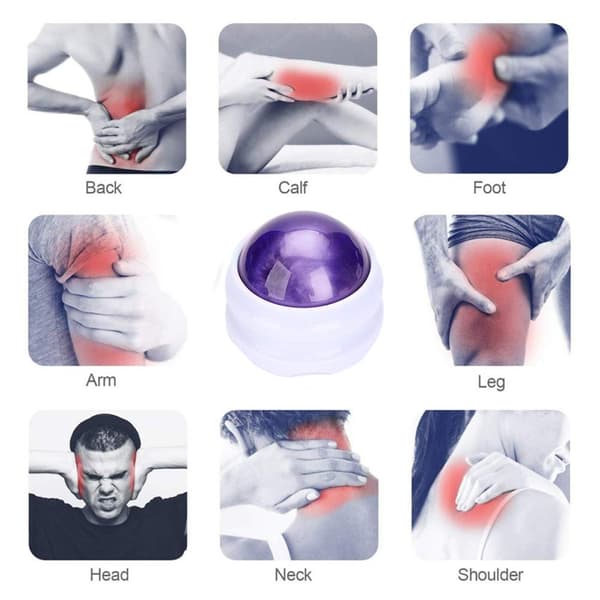 2-pack Muskelmassage Roller Ball, Handhållet Terapiverktyg för Öm Kropp & Ledvärk. Blue-White and Purple-White