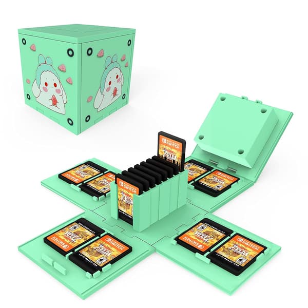 Spilopbevaringsboks til Switch-spilkort Dinosaurterning op til 16 spil, foldbar Nintendo Switch-spilkortetui terning Nintendo Switch-spilopbevaringsboks