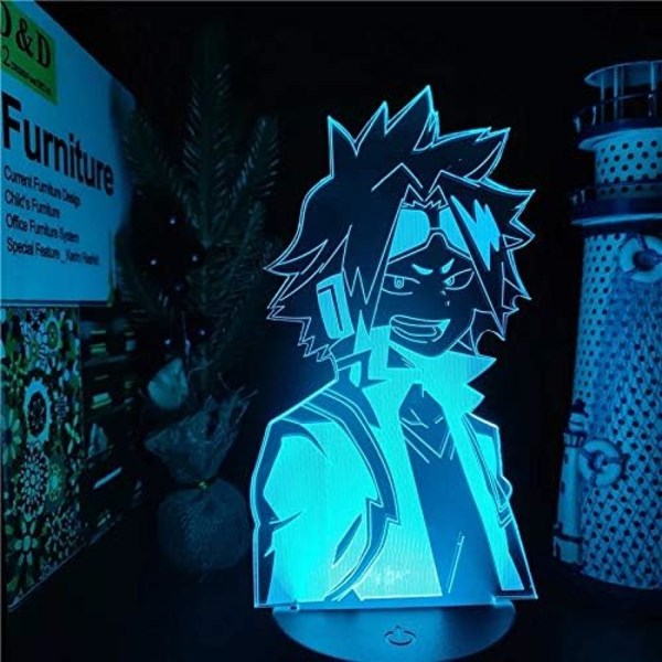 Anime LED Lampe Natlampe Illusion Lys Boku no Hero Academia Denki KAMINARI Lampe 3D til Børneværelses Dekoration Belysning Børne Julegave Natbord