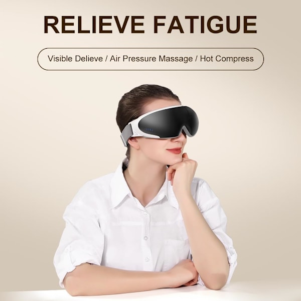 Termisk ögonmassageapparat - Värmebehandling, vibration, migränlindring - Lugnande ögonmask för avkoppling och välbefinnande - Perfekt present!
