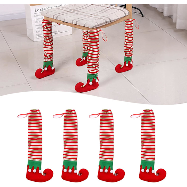 4 st Jul Stolsbensskydd, Roliga Tomte Bordsbensstrumpor, Matsalsstolsöverdrag, Möbelfotsskydd Bordsstol Le