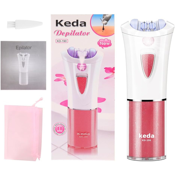 Epilator til hårfjerning til kvinder - bærbar epilator - Glamorous Skin Epilator til ansigt - Elektrisk Smooth Glide Epilator med LED-koldt lys