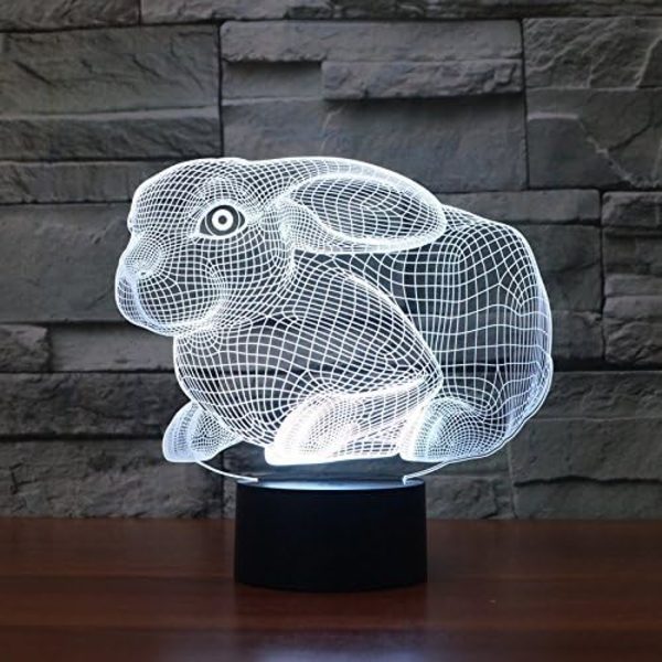 3D Kanin nattlys bordsklampe optisk illusjon lamper 7 fargeendrende lys LED bordlampe Jul Hjem Kjærlighet Bursdag Barn Barn Dekor Leke Gave
