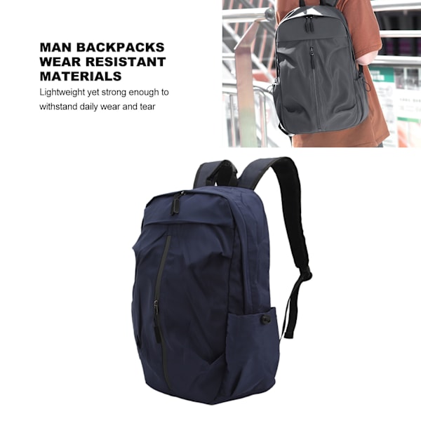 Man Ryggsäckar Lätt Laptop Business Resväska med USB Laddningsport för Skola Utomhus  Polyester Blue