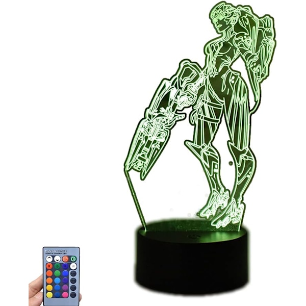 Spill OW Widowmaker, LED nattlys, 3D illusjonslys, USB berøring/fjernkontroll 16 farger, hjemmedekor (svart fjernkontroll 16 farger)