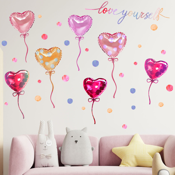 Romanttinen rakkaus kuumailmapallo tee-se-itse irrotettava seinätarra Perhekodin tarra Seinämaalaus Taide Kodinsisustus häähuoneeseen