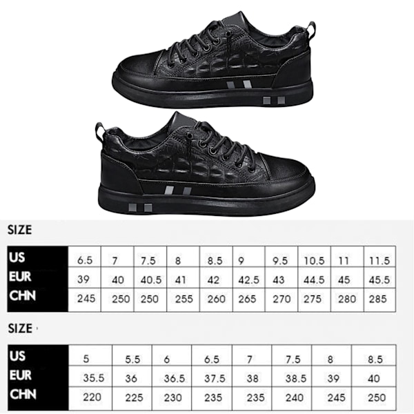 Herr Casual Skor Mode Mångsidig Andningsbar Halkfri Herr Snörning Sneaker för Daglig Promenad Arbete Resor Black 39