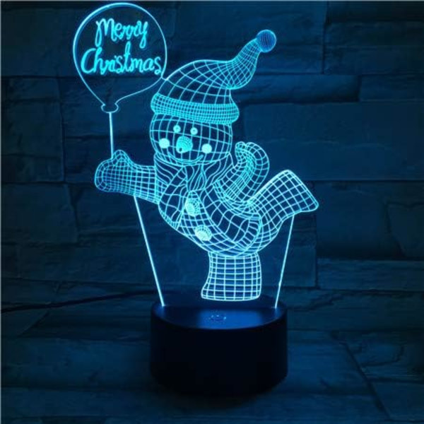Uruzuo God Jul Juletre Nissemann 3D Illusions Nattlys Leke Snømann Lampe, Skrivebord Julelys Bursdagsdekorasjoner Gaver Fest Romdekor
