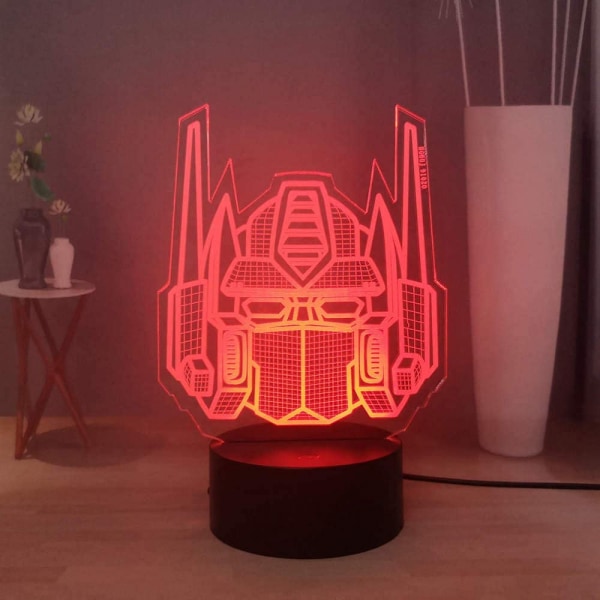 Transformers 3D Natlampe, Optimus Prime 7 Farver LED Bordlampe, Fjernbetjening Børneværelse Natlampe, Børn Drenge Fødselsdag Julegave