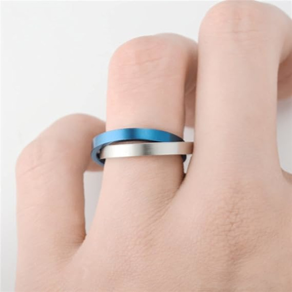 2 stk. Angst Ring til Kvinder Mænds Fidget Ring DIY Rustfrit Stål Udskiftelig Roterende Måne Stjerne Bånd Spinner-Ring -10