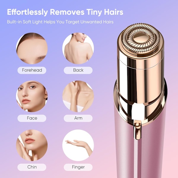 Fjerning av ansiktshår for kvinner, smertefri ansiktshårfjerner for kvinner med 2 reservehoder, USB-oppladbar, ansiktshårfjerner for overleppe Rose gold