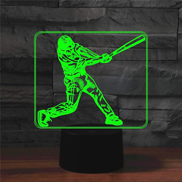 3D Play Baseball Fjernbetjening 16 Farve Natlys Illusion Akryl LED Bord Sengelampe Børneværelse Skrivebords Dekoration Fødselsdagsgaver Legetøj
