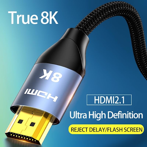 HDMI 2.1 8K 48 Gbps-kabel, 0,5 m, Ultra High Definition HDMI-videokabel, stödjer 8K60 Hz 4K120 Hz 2K240 Hz eARC HDR10+Dolby Vision