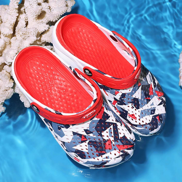 Herre- og damesko til havearbejde, sommersandaler, lette, skridsikre vandresko, unisex voksensko til pool, strand, have, køkken, bruser red 9.5inch 8 Women/6.5 Men