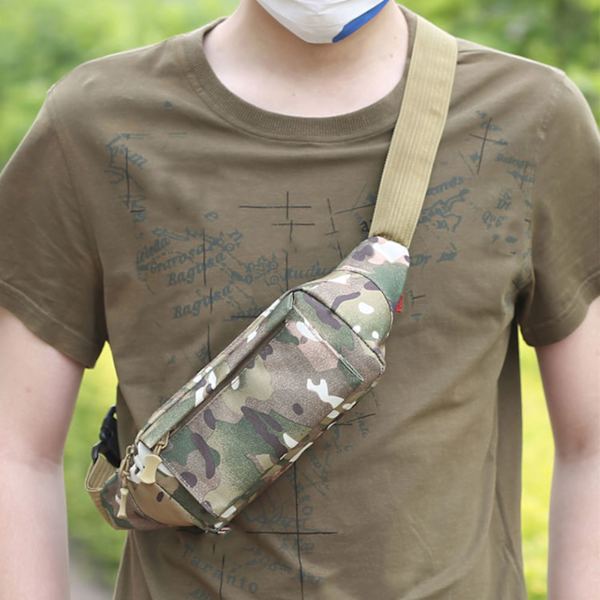 Utomhus midjeväska bröstväska män casual justerbar utomhus sport axelväska för vandring OD grön fri storlek OD Green Camouflage
