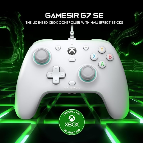 GameSir G7 SE -langallinen ohjain Xbox Series X|S-, Xbox One- ja Windows 10/11 -konsoleille, Plug and Play -peliohjain Hall-efektillä, 3,5 mm:n ääniliitännällä