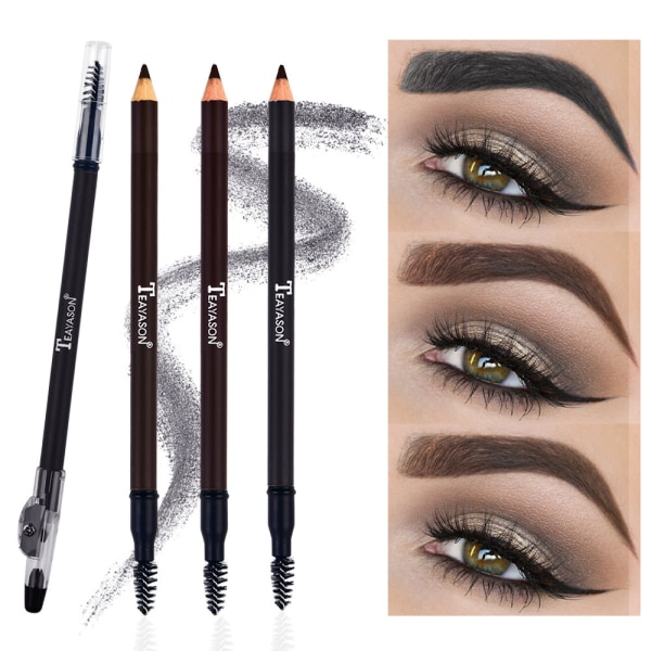 3 st Ögonbrynspenna Eyeliner Set, Vattentät ögonbrynspenna, lätt att färga