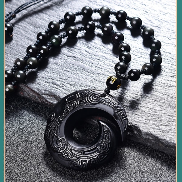100 % puhdasta veistetty luonnollinen aito obsidiaani-amulettiriipus