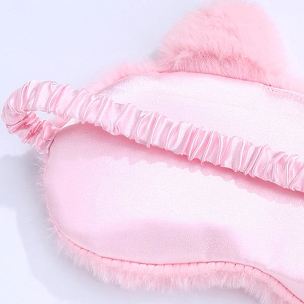 Söt Ögonmask Rosa Ögon Sömnmask, Plysch Sovande Ögonskydd Mjuk Rolig Ögonbindelmask, Fluffig Djur Sömnskärm Andningsbar Lättvikt