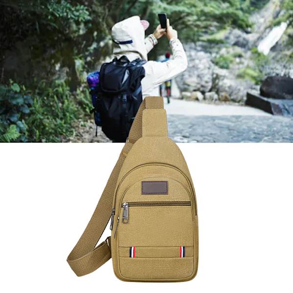 Slingväska Hållbar Canvas Sling Ryggsäck Justerbar Rem Bröstväska Snygg Resväska Axelväska för Män  Fri Storlek Khaki