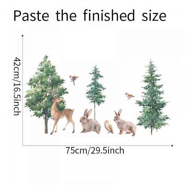 Väggklistermärke väggmålning tecknad tall cypress väggklistermärken fågel älg skog barnrum hem tapetdekor